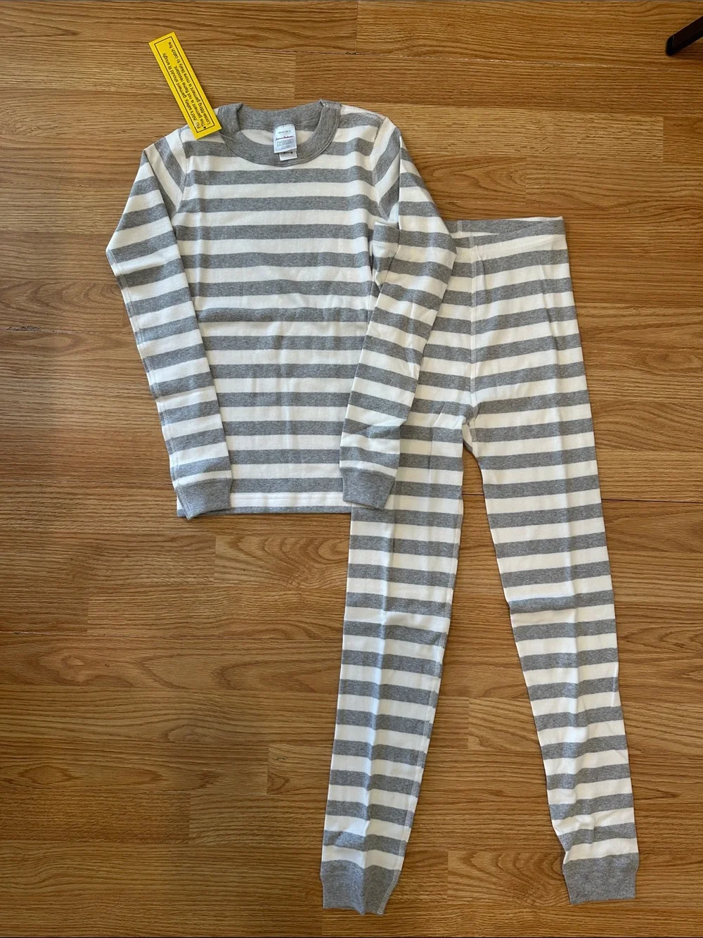 Hanna Andersson Gray White Striped HannaJams Pajama Set Size 10 Boys Girls NWT